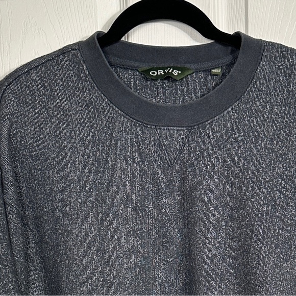 Orvis sweater, gray/white, heavyweight. XL. cotton/poly, cozy, warm - Picture 3 of 12